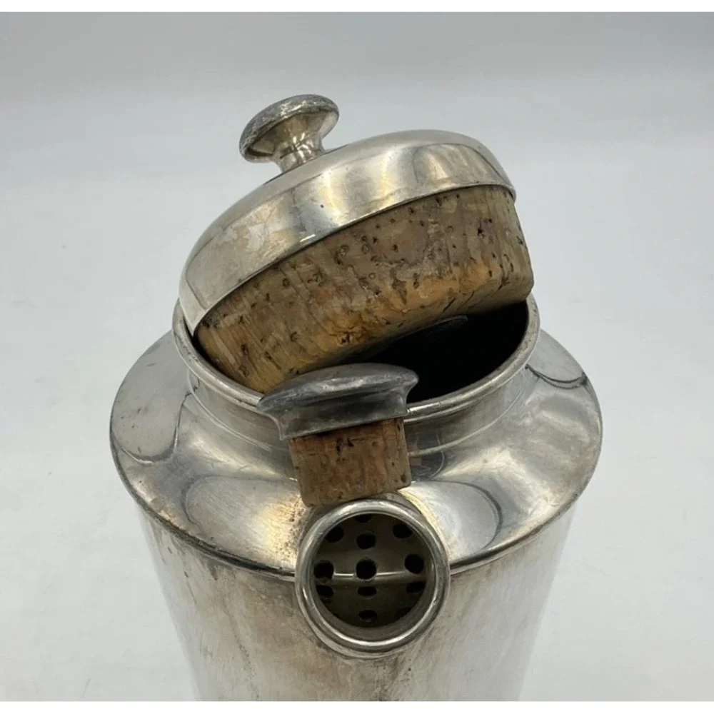 Antique Reed & Barton Silverplate 44 Oz. Cocktail Shaker w/ Cork Lid & Stopper